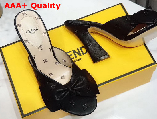 Fendi Leather Sandal with Maxi Bow Black Calf Leather Replica