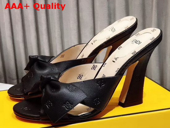 Fendi Leather Sandal with Maxi Bow Black Calf Leather Replica