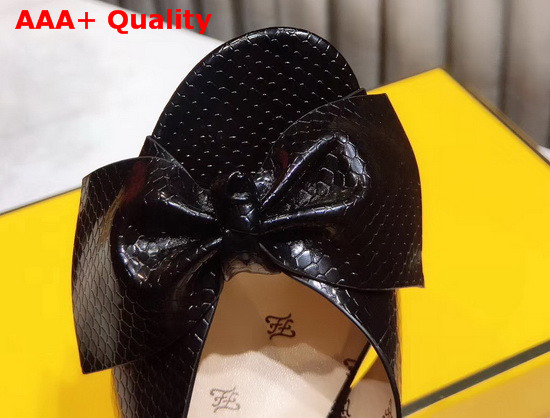 Fendi Leather Sandal with Maxi Bow in Black Snake Print Calf Leather Replica