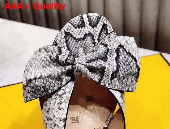 Fendi Leather Sandals with Maxi Bow Grey Snake Print Leather Replica