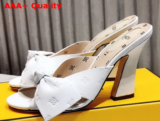 Fendi Leather Sandals with Maxi Bow White Calf Leather Replica