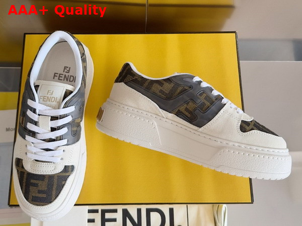 Fendi Match Canvas and White Suede Platform Low Tops Replica