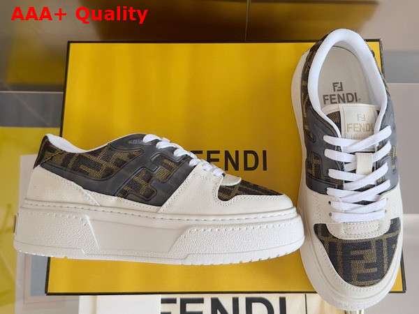 Fendi Match Canvas and White Suede Platform Low Tops Replica