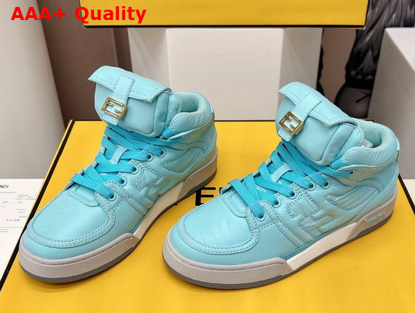 Fendi Match Light Blue Nylon High Tops Replica