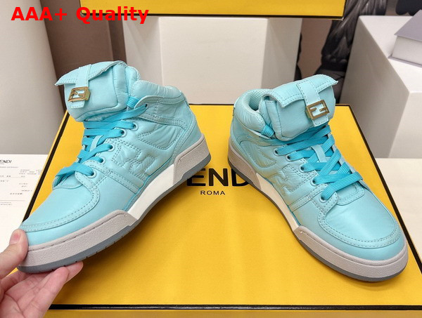 Fendi Match Light Blue Nylon High Tops Replica