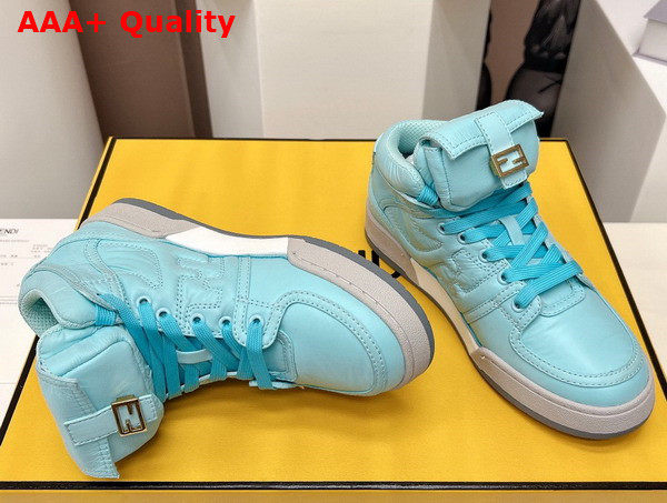 Fendi Match Light Blue Nylon High Tops Replica