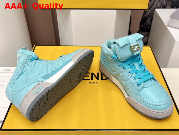 Fendi Match Light Blue Nylon High Tops Replica