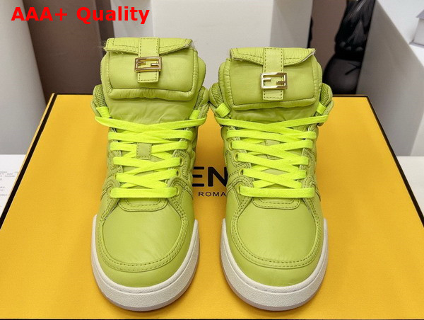 Fendi Match Neon Yellow Nylon High Tops Replica