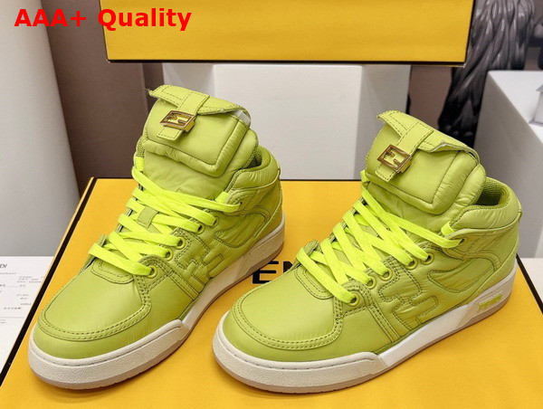 Fendi Match Neon Yellow Nylon High Tops Replica