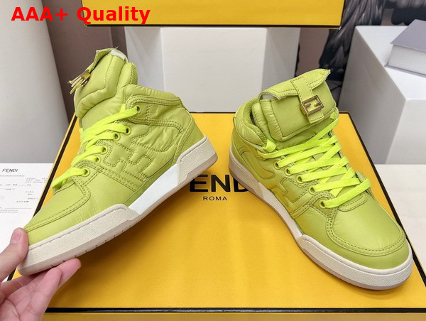 Fendi Match Neon Yellow Nylon High Tops Replica