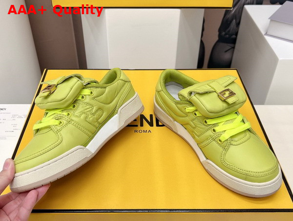 Fendi Match Neon Yellow Nylon Low Tops Replica