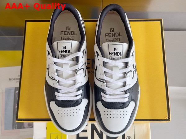 Fendi Match Sneakers in Black and White Leather Replica