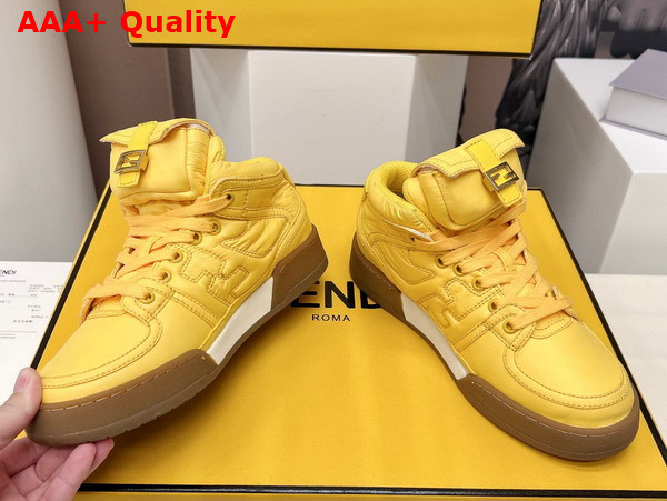 Fendi Match Yellow Nylon High Tops Replica