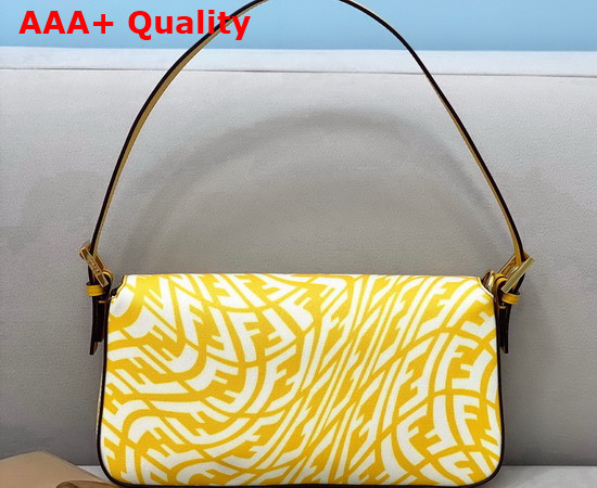 Fendi Medium Baguette 1997 Bag Yellow Glazed Canvas with Yellow and White FF Vertigo Graphic Print Replica