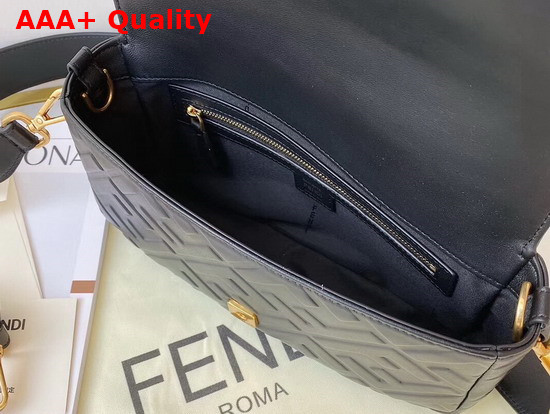 Fendi Medium Baguette Bag Black Soft Nappa Leather with FF Motif Replica