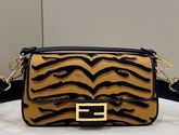 Fendi Medium Baguette Bag Made of Jacquard Fabric Featuring the Tiger Motif in Black and Dark Yellow Replica