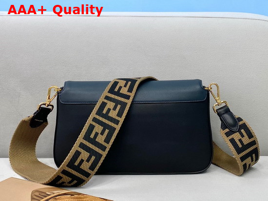 Fendi Medium Baguette Bag in Black Calfskin with Brown Details Replica