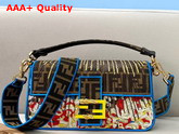 Fendi Medium Baguette Bag in Multicolor Embroidered Canvas and Sequins Replica