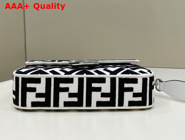 Fendi Medium Baguette Bag in White Canvas with Black FF Motif Replica