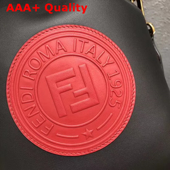 Fendi Medium Mon Tresor Bucket Bag in Black with Red Fendi Stamp Patch Replica