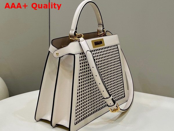 Fendi Medium Peekaboo Iseeu Bag in White Perforated Leather Replica