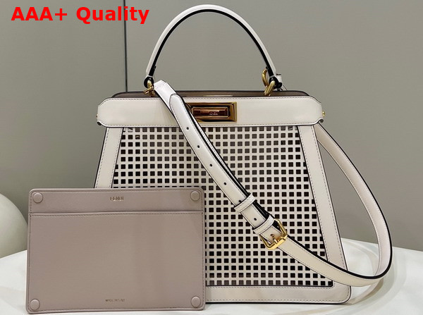 Fendi Medium Peekaboo Iseeu Bag in White Perforated Leather Replica