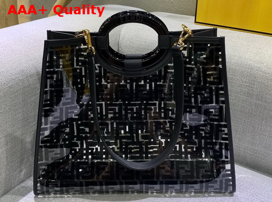 Fendi Medium Runaway Shopper PU FF Motif Printed in Black Replica