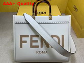 Fendi Medium Sunshine Shopper Bag Made Rrom White Leather with Heat Stamped FENDI ROMA and Stiff Tortoiseshell Plexiglass Handles Replica