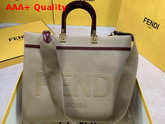 Fendi Medium Sunshine Shopper Bag in Khaki Canvas Replica