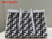 Fendi Medium X Tote Bag in White Canvas with FF Embroidery Replica