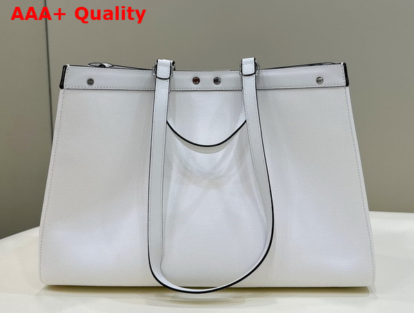 Fendi Medium X Tote Bag in White Canvas with FF Embroidery Replica