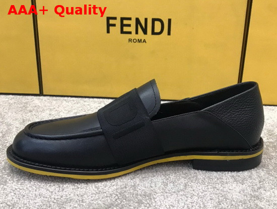 Fendi Men Loafers in Black Calfskin with Stretch FENDI Band at the Ankle Replica