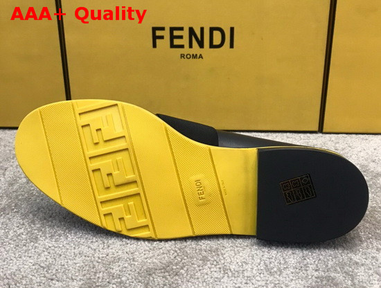 Fendi Men Loafers in Black Calfskin with Stretch FENDI Band at the Ankle Replica