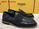 Fendi Men Loafers in Black Printed Calfskin with Stretch FENDI Band at the Ankle Replica