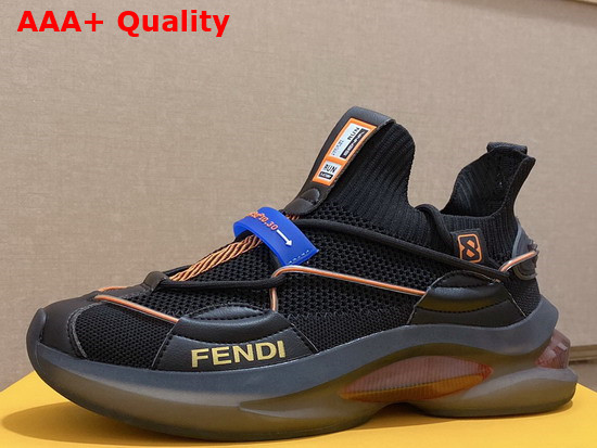 Fendi Men Sneaker in Black Tech Mesh and Leather Replica