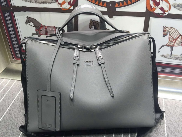 Fendi Mens Leather Briefcase in Grey for Sale