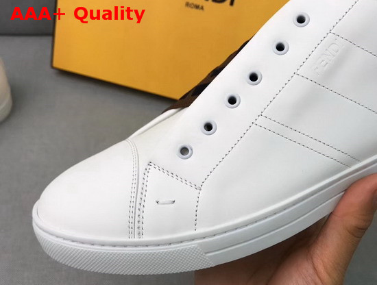 Fendi Mens Slip On Sneakers with Crisscrossing Elastic Straps White Calfskin Replica