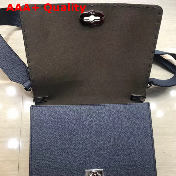 Fendi Messenger Blue Leather Bag Replica