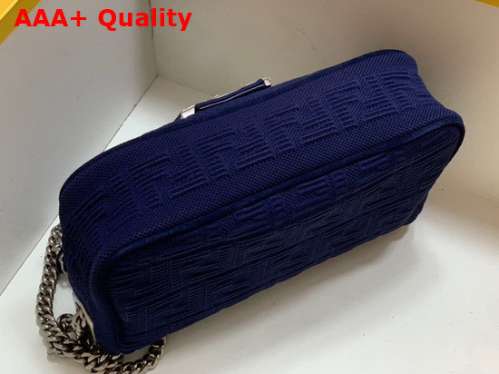 Fendi Midi Baguette Chain Blue FF Fabric Bag with 3D Texture FF Motif Replica