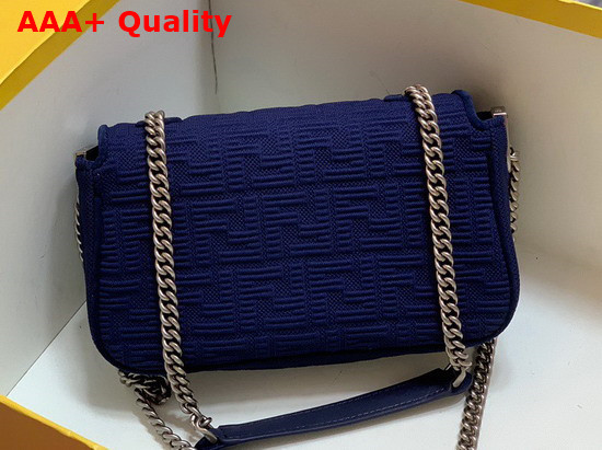 Fendi Midi Baguette Chain Blue FF Fabric Bag with 3D Texture FF Motif Replica