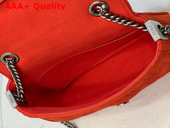 Fendi Midi Baguette Chain Red FF Fabric Bag with 3D Texture FF Motif Replica