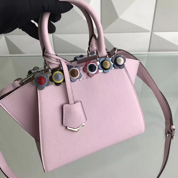 Fendi Mini 3Jours Studded Powder Pink Leather Handbag For Sale