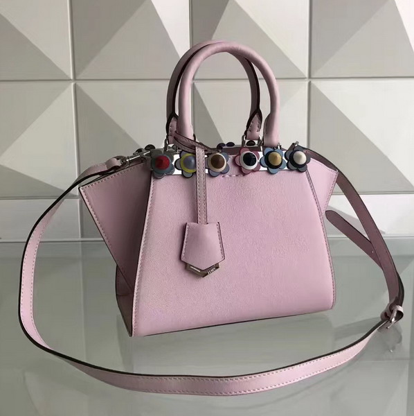 Fendi Mini 3Jours Studded Powder Pink Leather Handbag For Sale