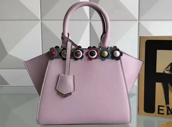 Fendi Mini 3Jours Studded Powder Pink Leather Handbag For Sale