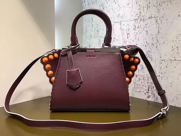 Fendi Mini 3Jours in Oxblood Leather with Studs For Sale