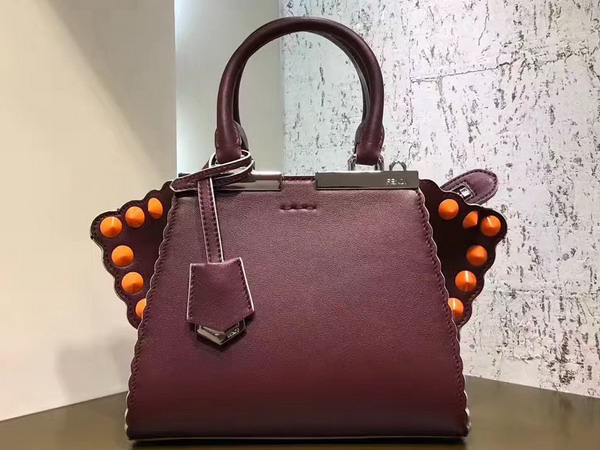 Fendi Mini 3Jours in Oxblood Leather with Studs For Sale