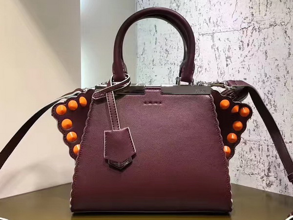 Fendi Mini 3Jours in Oxblood Leather with Studs For Sale