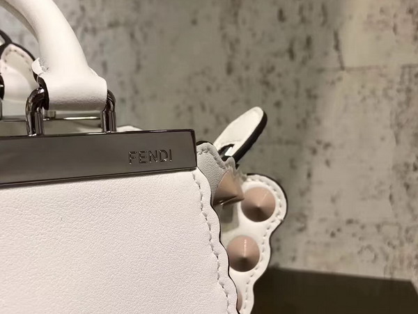 Fendi Mini 3Jours in White Leather with Studs For Sale