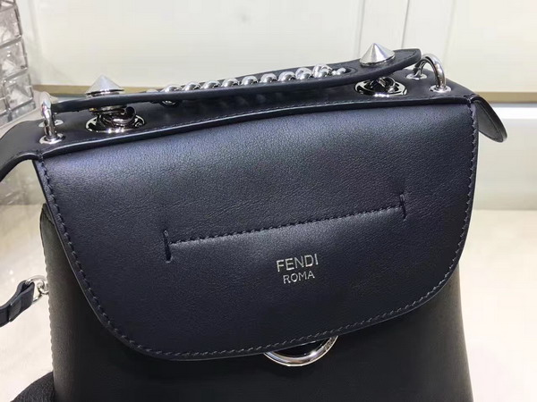 Fendi Mini Back To School Backpack in Black Smooth Leather For Sale