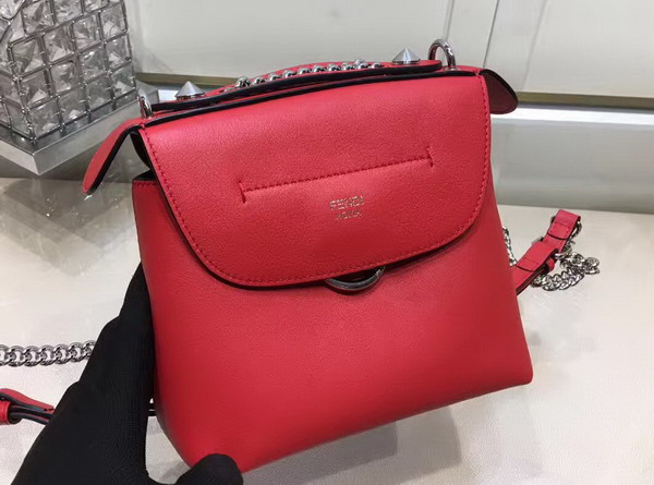 Fendi Mini Back To School Backpack in Red Smooth Leather For Sale